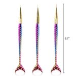 NAILWIND Nail art liner brushes, 3Pcs/Set Nail Art Brush Set Fine Line Painting Pens With Mermaid Color Fish Shape Handle 3 Size Nail Art Liner And Striping Brushes Kit - Image 2