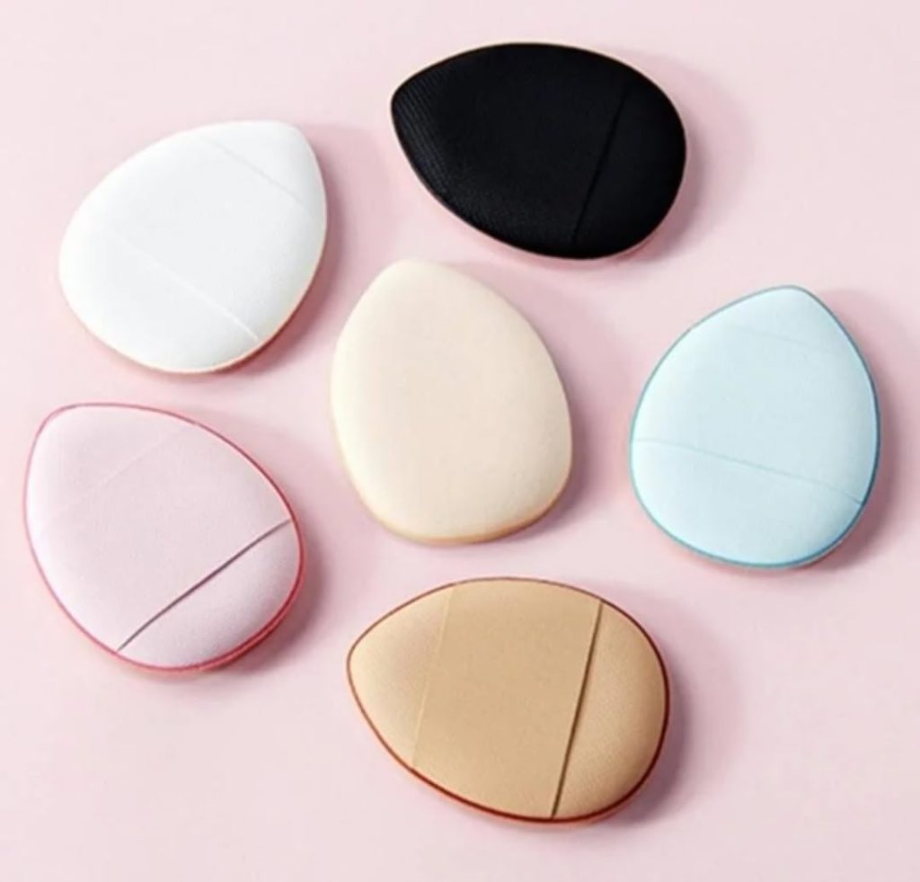 Feelhigh Mini Finger Powder Puff 6 pcs Finger Makeup finger beauty blender Sponges, Mini Soft Cosmetic Finger Puff, Perfect for Foundation, BB Cushion, Cream, Concealer