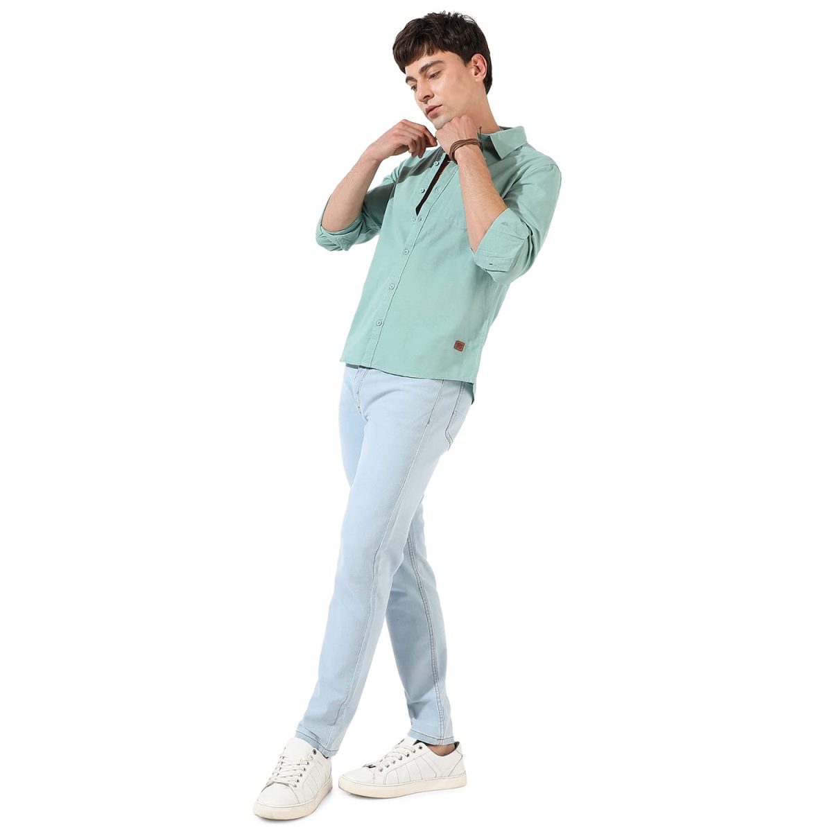 Campus Sutra Men's Button Up Spread Collar Shirt for Casual Wear | Regular Fit | Cotton Shirt Crafted with Sleeve, Comfort Fit & High-Performance for Everyday Wear - Image 4