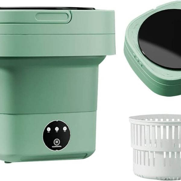 Small Portable Washing Machine, Mini Washer 9L High Capacity with 3 Modes Deep Cleaning for Underwear, Baby Clothes, or Small Items, Foldable Washing Machine for Apartments, Camping, Travel Green