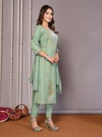 Royal Export Women's Cotton Blend Floral Printed Straight Kurta Pant with Dupatta, Kurta Sets for Woman - Image 3