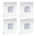 XENOTY Strong Self Adhesive Magic Sticker Transparant - Bathroom and Kitchen Hanging Racks Sticker, Tissue and Towel Rack Hanging Only Sticker (Single Hook Transperant (8 x 8 cm), 4.00)