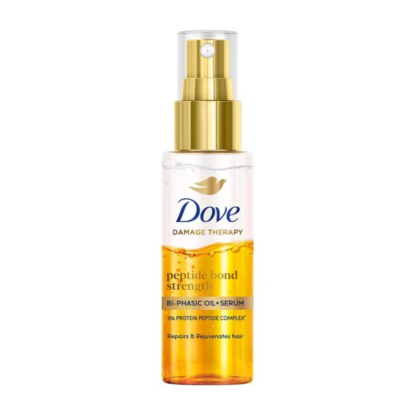 Dove Peptide Bond Strength Bi-Phasic Oil+Serum|12% PROTEIN PEPTIDE Complex| Extremly lightweight |Reconstructs Broken Bonds to repairs & Rejuvenate hair from within
