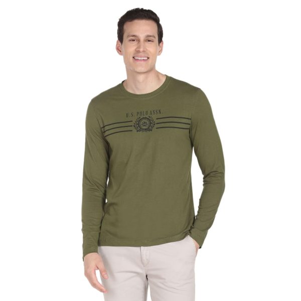 U.S. POLO ASSN. Men Cotton Regular Crew Neck Long Sleeve Brand Print T-Shirt