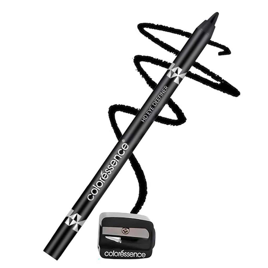 COLORESSENCE HD Kohl Pencil Eye Definer Waterproof Lightweight Charcoal Long Lasting Smudge proof Kajal with Free Sharpener - Black