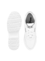 Shoetopia Lace-up Detail White Chunky Sneakers for Women & Girls - Image 4