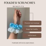 Folkdesi Premium Satin Scrunchies, Anti-Hair-Breakage, Hair Ties, Scrunchies Set For Girls, Women, Best Gift For Sister, Mom, Friend, Random Colours (12 Pieces) - Image 2