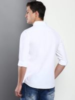 Dennis Lingo Men's Cotton White Solid Casual Shirt (C301_White_L) - Image 6