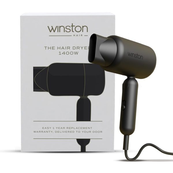 WINSTON Ionic Foldable Hair Dryer - 1400W | Compact, Foldable, and Damage-Free Drying Blow Dryer with Low Noise & Overheat Protection - 1 Year Warranty (Grey)