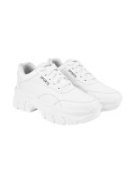 Shoetopia Lace-up Detail White Chunky Sneakers for Women & Girls