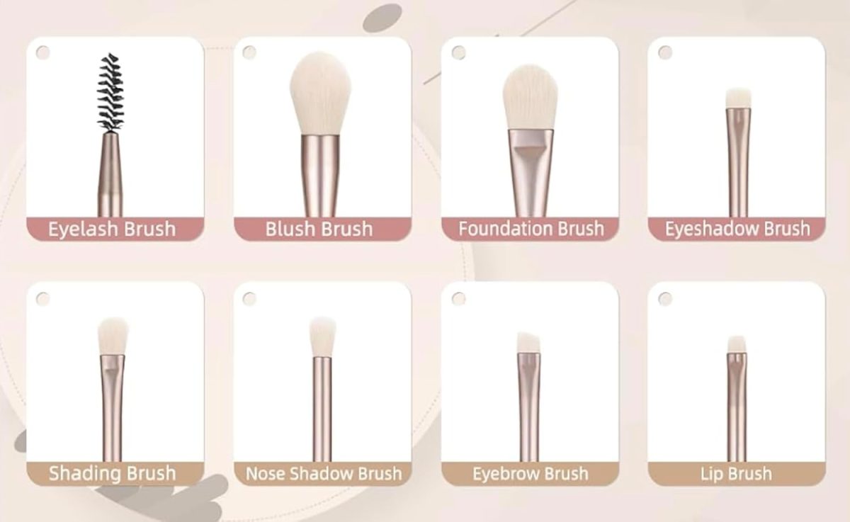 Perr Cherry Brushes with Pouch, 8PCS Professional Makeup Brush Set, Travel Size Cosmetic Brushes Kit for Face Foundation Blush Eye Shadow, Wooden Handle Soft Bristles (Multicolor) Pack Of 2 - Image 4