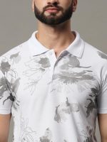Men's Half Sleeve Printed Polo T-Shirt -RBP010-WHITE - Image 3