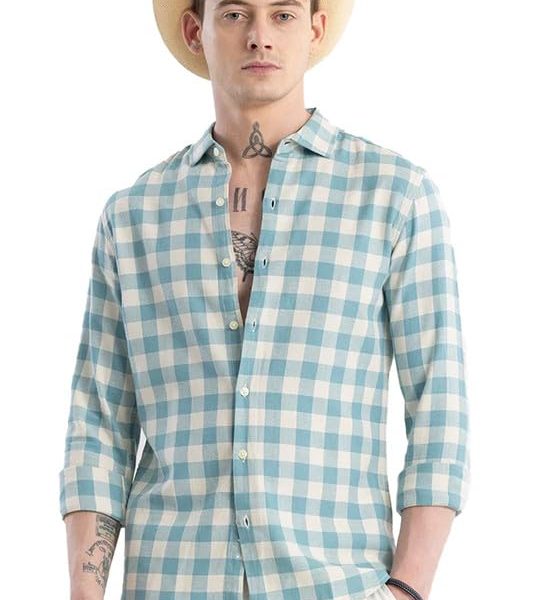 Men's Cotton Casual Printed Checkered Stylish Latest T-Shirt for Men