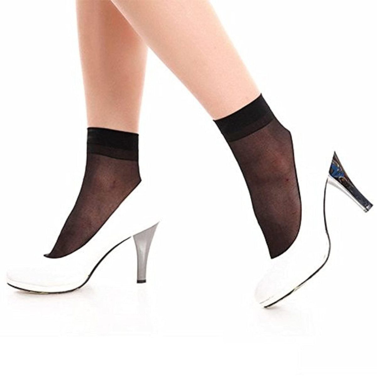 BriKSHi Women's Ultra-Thin Transparent Nylon Summer Ankle Length black Socks (Free Size) K-55 - Image 2