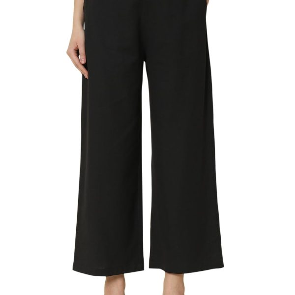 FIORRA Womens Loose Mid Rise Cotton Solid Palazzo