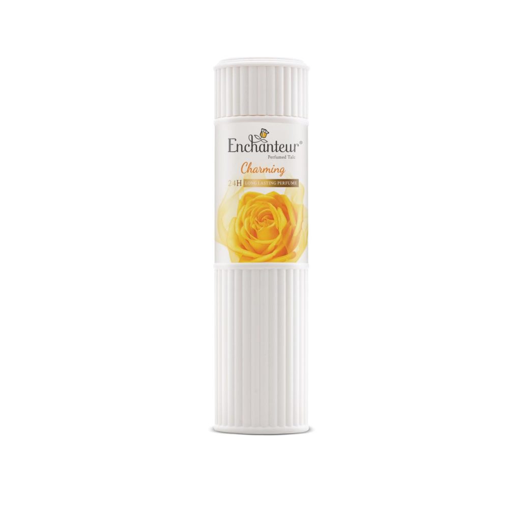Enchanteur Charming Perfumed Talc Powder for Women, 250g with Roses, Muguets & Cedarwood Extracts, Pack of 1, 250 gms
