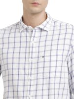 Turtle Men 100% Cotton Slim Fit White Check Casual Shirt - Image 5