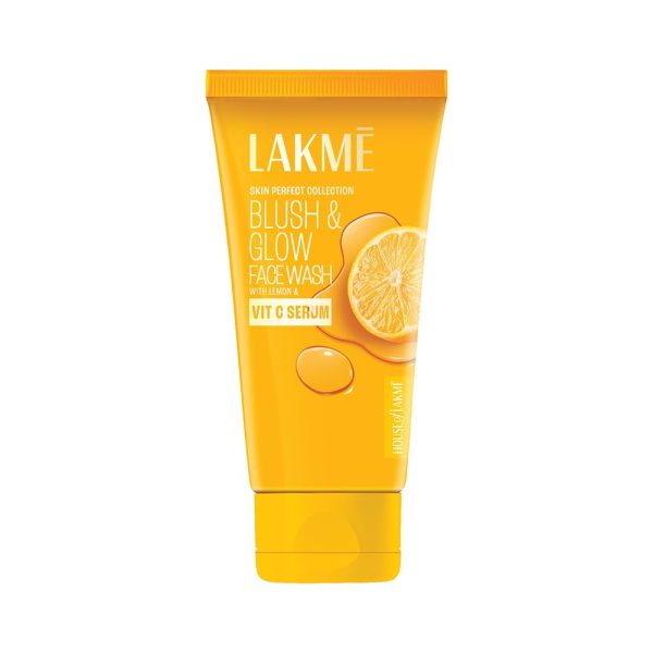Lakme Blush & Glow Exfoliating Face Wash with Vitamin C Serum, Brightening and Gentle Facewash with Lemon Fruit Extracts, 100gm