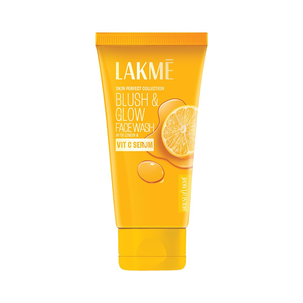 Lakme Blush & Glow Exfoliating Face Wash with Vitamin C Serum, Brightening and Gentle Facewash with Lemon Fruit Extracts, 100gm