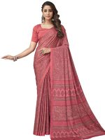 Satrani Women's Printed Crepe & Silk Saree with Unstitched Blouse Piece