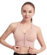 GLAMORAS Nylon Elastane Women Padded Wirefree Front Zip Closure Sports Bra Medium Impact Yoga Bras Racerback Workout Gym Bra, Size- S-3XL - Image 2