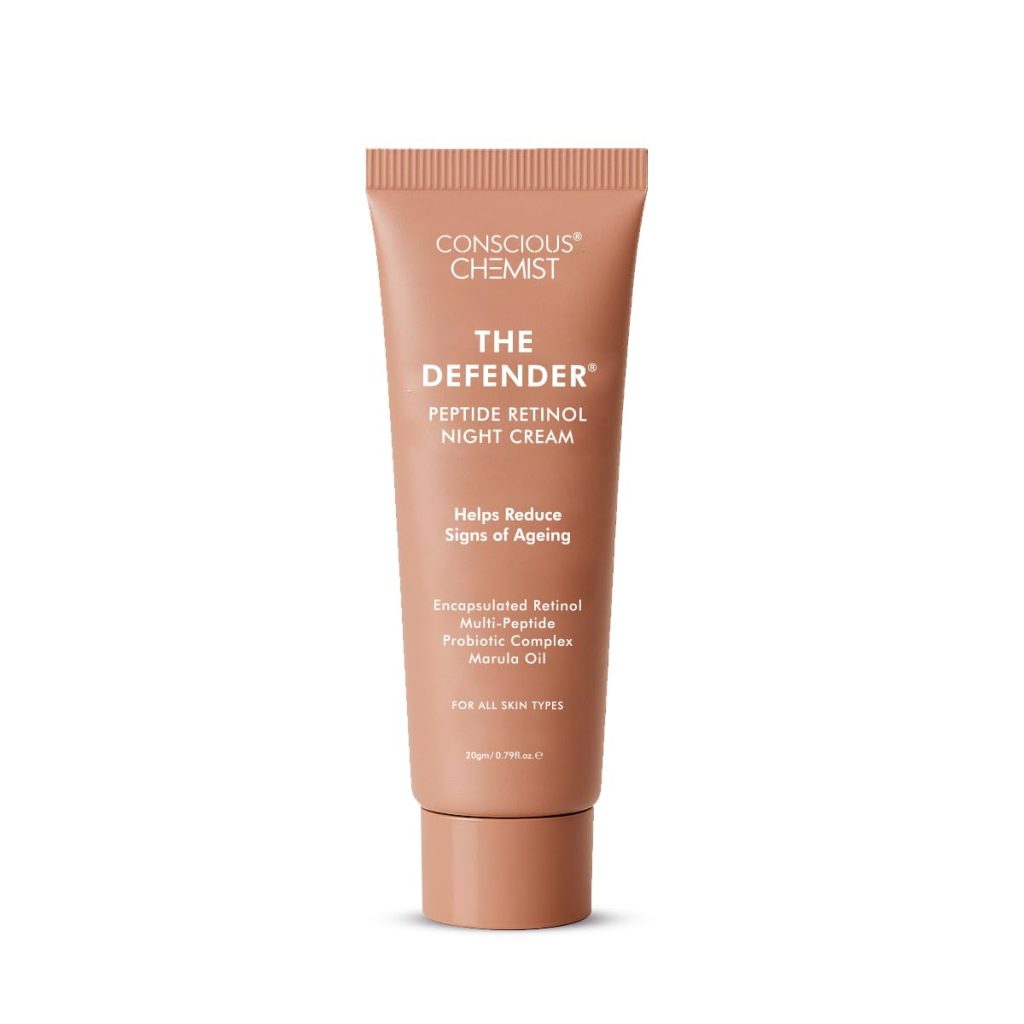 Conscious Chemist® 0.2% Retinol Moisturizer Cream | 20g | Pro-Collagen Night Cream, For Men & Women, Multi peptide Anti aging Face cream, Reduces Fine lines, Neck lines & Wrinkles, All Skin Types - The Defender