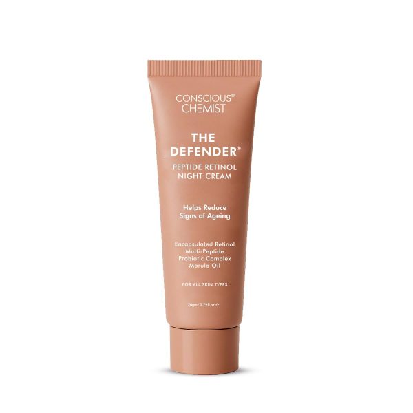 Conscious Chemist® 0.2% Retinol Moisturizer Cream | 20g | Pro-Collagen Night Cream, For Men & Women, Multi peptide Anti aging Face cream, Reduces Fine lines, Neck lines & Wrinkles, All Skin Types - The Defender