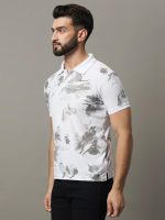 Men's Half Sleeve Printed Polo T-Shirt -RBP010-WHITE - Image 2