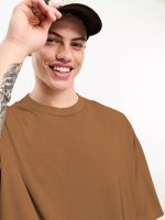 CHKOKKO Polyester Oversized Solid Round Neck Tshirts for Men Golden Brown L (T-La-1-5) - Image 5