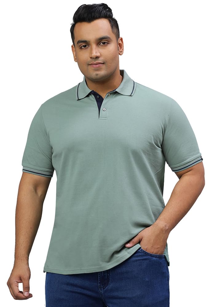 Wear Your Opinion Men's Plus Size Tipped Polo Collar Neck Tshirt