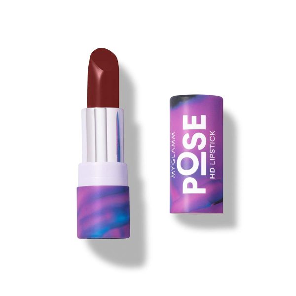 MyGlamm POSE HD Lipstick-Burgundy (Brown)-4 gm | Matte Lipstick | Enriched with Moringa oil & Vitamin E | Long-lasting & Moisturising