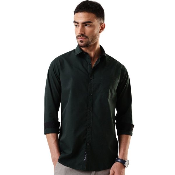 Dennis Lingo Men Solid Spread Collar Full Sleeves Regular Fit Cotton Casual Shirt