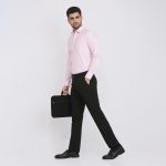 Park Avenue Men Slim Fit Structure Pattern Poly Cotton Blend Semi Cutaway Collar Full Sleeve Formal Shirt - Image 5