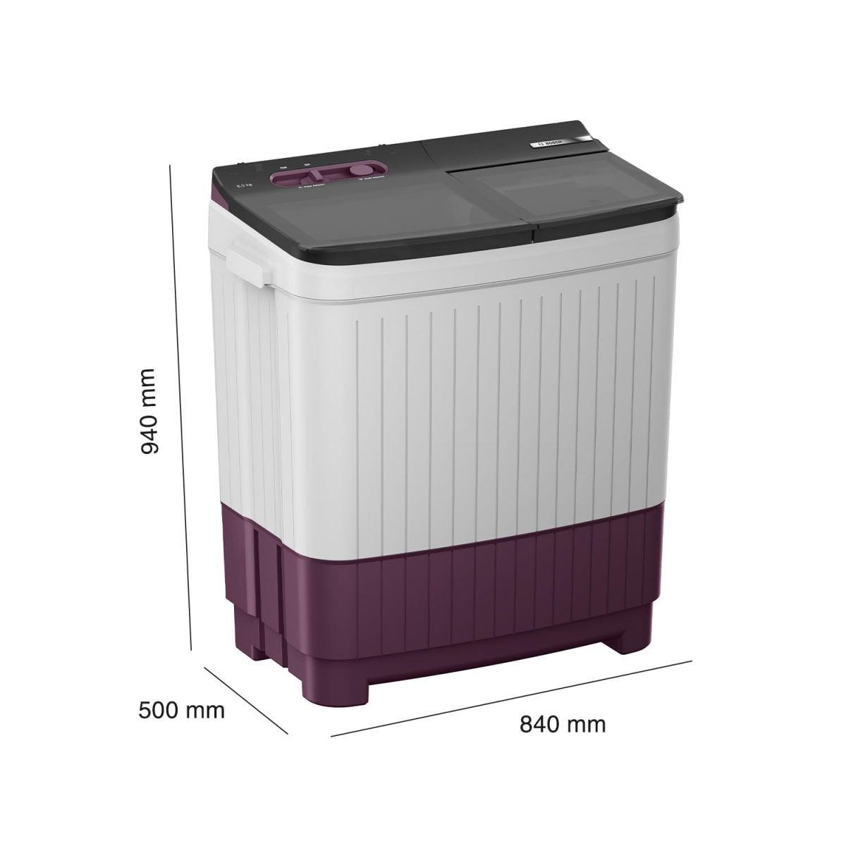 Bosch 8.5 kg 5 Star Semi-Automatic Top Loading Washing Machine (2025 Model, WJP854V0IN, 3 Wash Programs, Anti-Rust Body, 1300 RPM Spin Speed, Wine, 5 Years Comprehensive Warranty) - Image 8