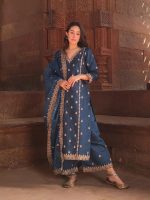 Royal Export Women's Viscose Silk Floral Embroidered Straight Kurta Palazzo with Dupatta (RX99) - Image 5