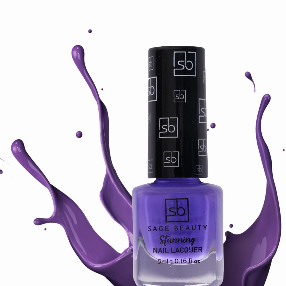 SAGE BEAUTY Nail Polish 5ml – Iris Purple | Quick-Dry Gloss Touch Nail Paint | Gel-Like Glossy Finish, Long-Lasting, Chip-Resistant, Highly Pigmented Enamel for Women & Girls