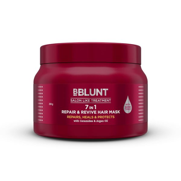 BBLUNT 7 in 1 Repair & Revive Hair Mask | Upto 100% Damage Repair | Addresses 7 Signs of Hair Damage | Enriched with Ceramides & Argan Oil | For Men & Women | 250 g