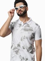 Men's Half Sleeve Printed Polo T-Shirt -RBP010-WHITE