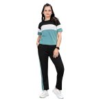 ALISBA Women's Cotton Printed Track Suit Set with Round Neck Half Sleeve Straight Hem Length and Drawstring Closure Pant
