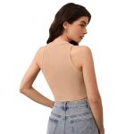 GLARE & BLAIR Solid Round Neck Sleeveless Casual Ribbed Crop Tank Top for Women - Image 2