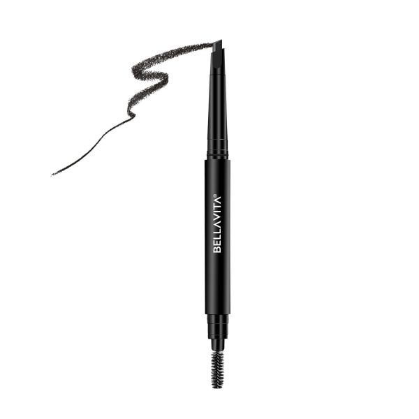 BELLAVITA Brow Boss Eyebrow Pencil | Ultra-Fine Precision Tip | Built-In Spoolie | Smudge-Proof & Buildable Formula | Clean Beauty | Black Coffee| 0.04g