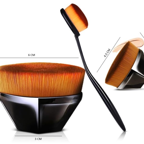 3Pc Makeup Foundation brush Set | Big & Small Size With Oval foundation Makeup brush | Blending Liquid, Cream, Powder | Flat Top Kabuki Compact brush for foundation face makeup