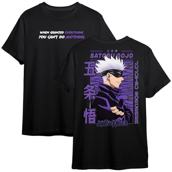 KD. ENTERPRISES Anime T-Shirt for Men and Women Pure Cotton Regular fit Jujutsu Kaisen t Shirts Round Neck gojo satoru Tshirt Black Half Sleeves Pure Cotton