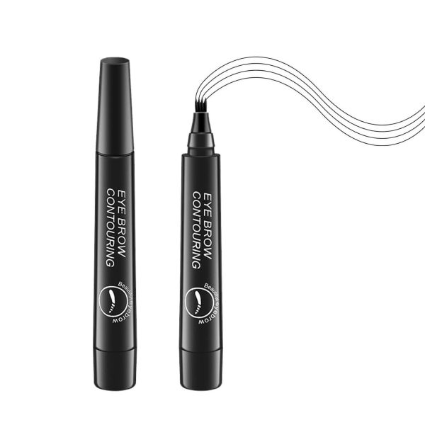 GITGRNTH Eyebrow Contour Pen, 4-Point Microblading Eyebrow Tattoo Pen for Natural-Looking Brows, Waterproof & Long-Lasting, Smudge-Proof Eyebrow Pencil for Wome(Black)