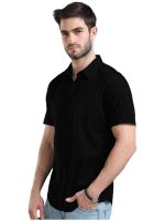 LEOTUDE Men's Cotton Blend Solid Half Sleeve Slim Fit Shirt For Men - Image 5