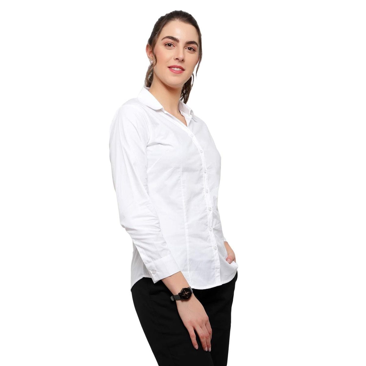 Blue Ronin Women Full Sleeve Stylish Western Official Formal Shirts for Women Regular fit Shirts for Women(Black-S - Image 4