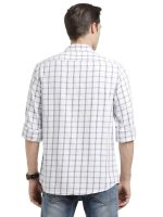 Turtle Men 100% Cotton Slim Fit White Check Casual Shirt - Image 2