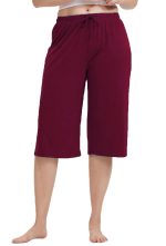Women's Regular Fit Plain 3/4th Capri Pants| Sports and Casual Night Short Pant, Gym, Yoga Wear for Women