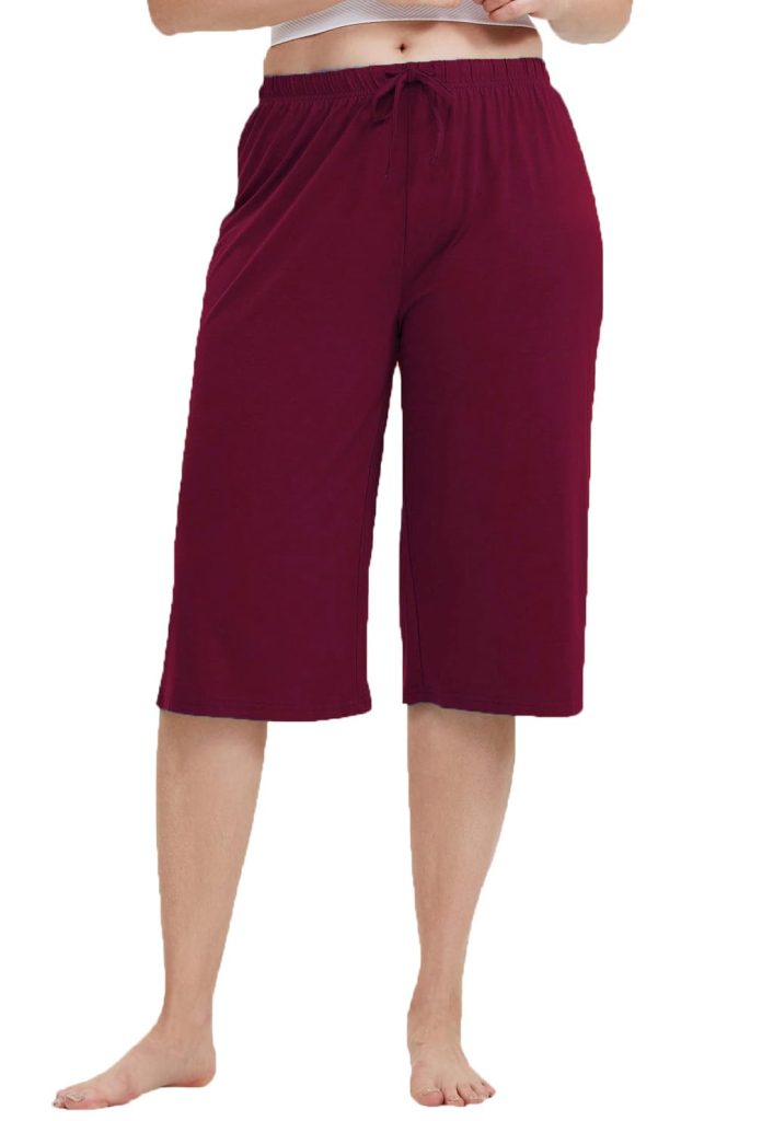 Women's Regular Fit Plain 3/4th Capri Pants| Sports and Casual Night Short Pant, Gym, Yoga Wear for Women