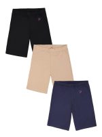 TWIN BIRDS Cotton Stretchable Solid Coloured Skinny Fit Knee Length Yoga/Cycling/Sports Shorts for Girls